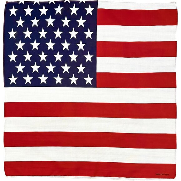 Women's Red White Blue Cotton Bandana Large Cowgirl Handkerchief Headband Scarf - Picture 5 of 7